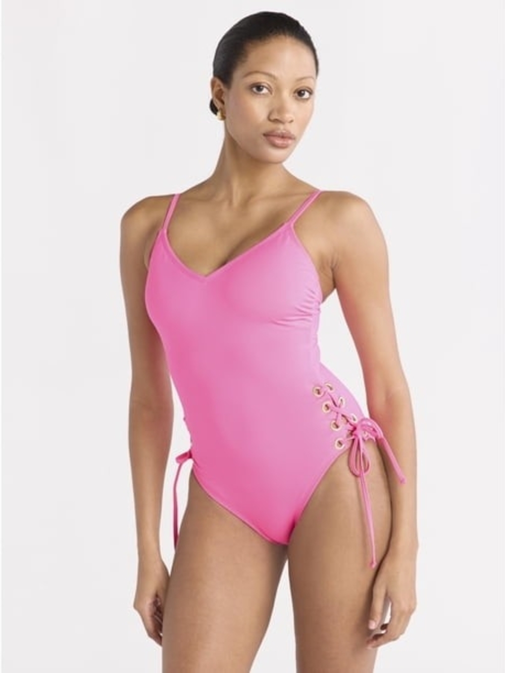 Sofia Vergara Side Lace-Up One-Piece Swimsuit